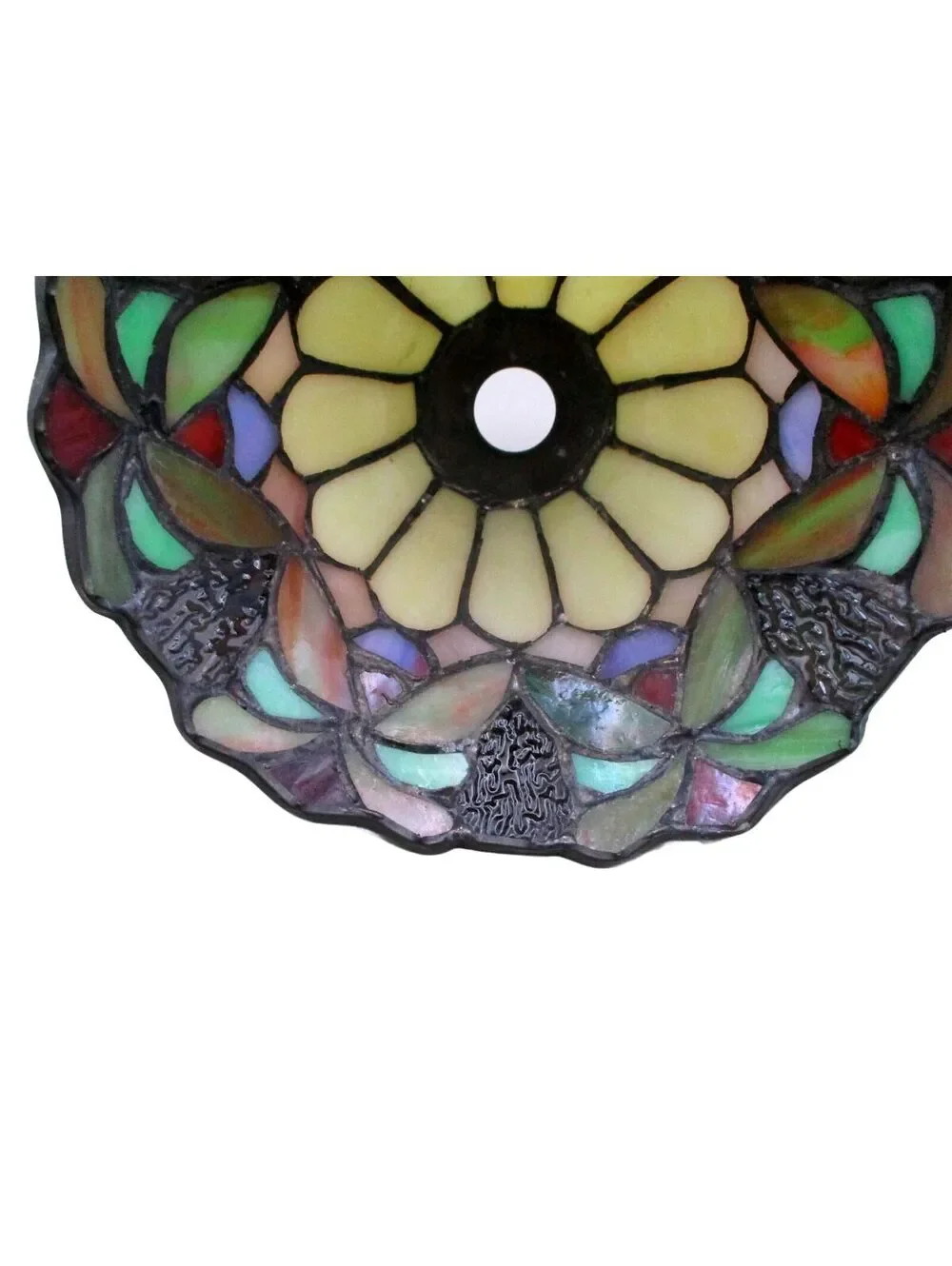 Vintage 1990s Tiffany Style Stained Glass Replacement Lamp Shade Floral 6